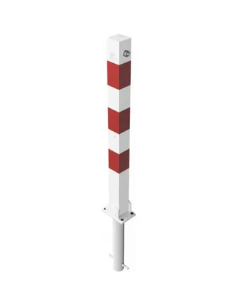 Absperrpfosten, 76 mm, weiß / rot Schake: herausnehmbar Absperrpfosten, 76 mm, weiß / rot Schake: herausnehmbar